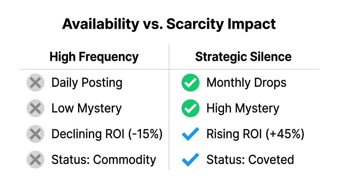 Comparison between over-exposure and strategic scarcity on brand value.