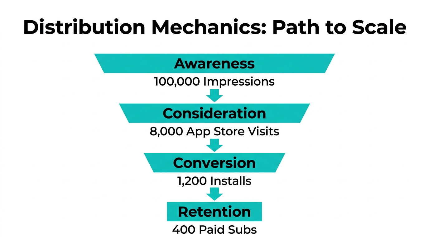 The distribution funnel required to sustain a six-figure monthly app.