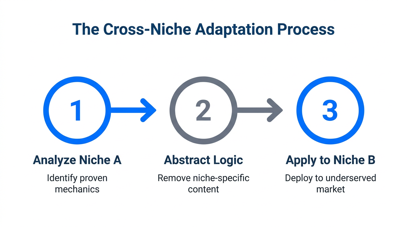 A 3-step workflow for adapting successful app mechanics to new niches.