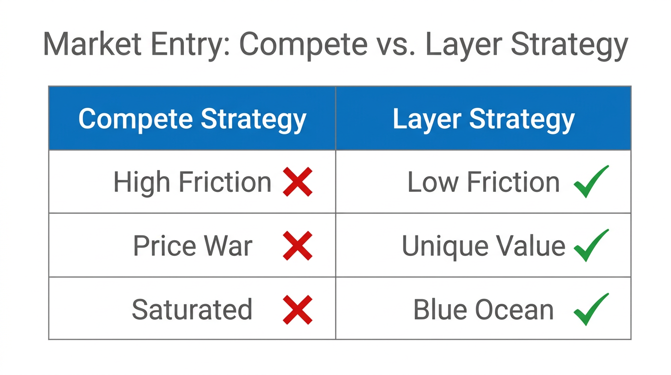 Side-by-side comparison of market entry strategies for new apps.