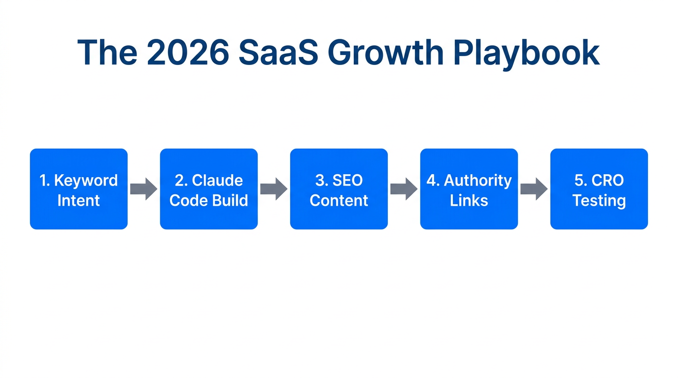 Five-step framework for scaling SaaS through SEO and AI coding.