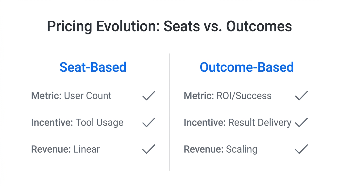 Comparison between traditional seat-based models and new outcome-based pricing.