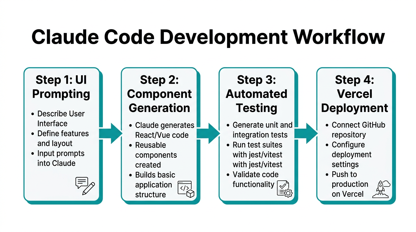 The four-step process for deploying landing pages using Claude Code.