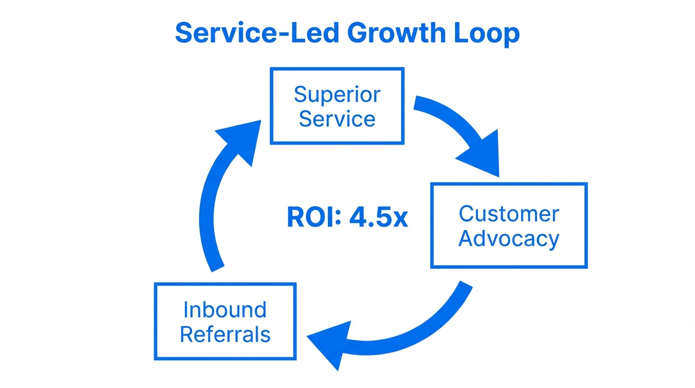 How superior service acts as a primary marketing acquisition channel.