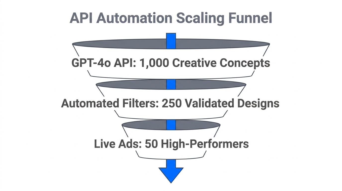 Scaling creative volume through API-driven automation and filtering.