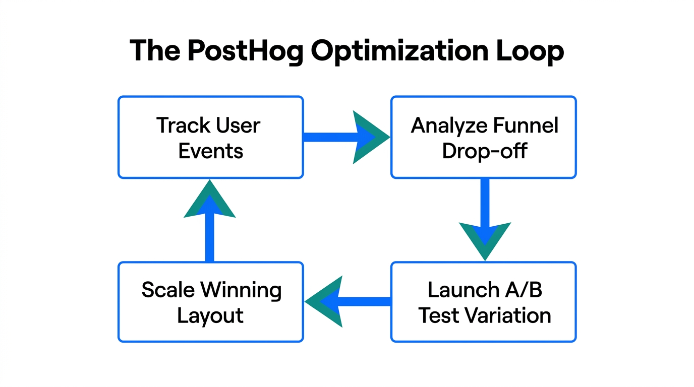 Continuous growth loop using PostHog A/B testing and analytics
