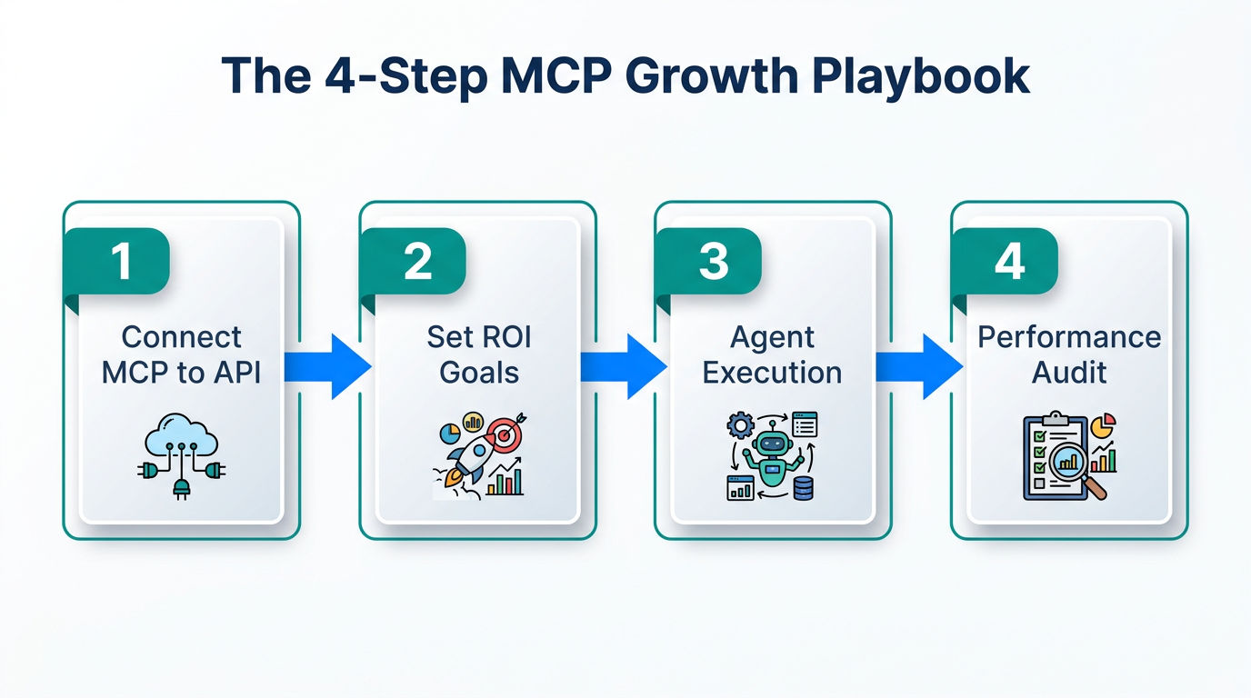 Four-step implementation process for scaling Amazon Ads with MCP.