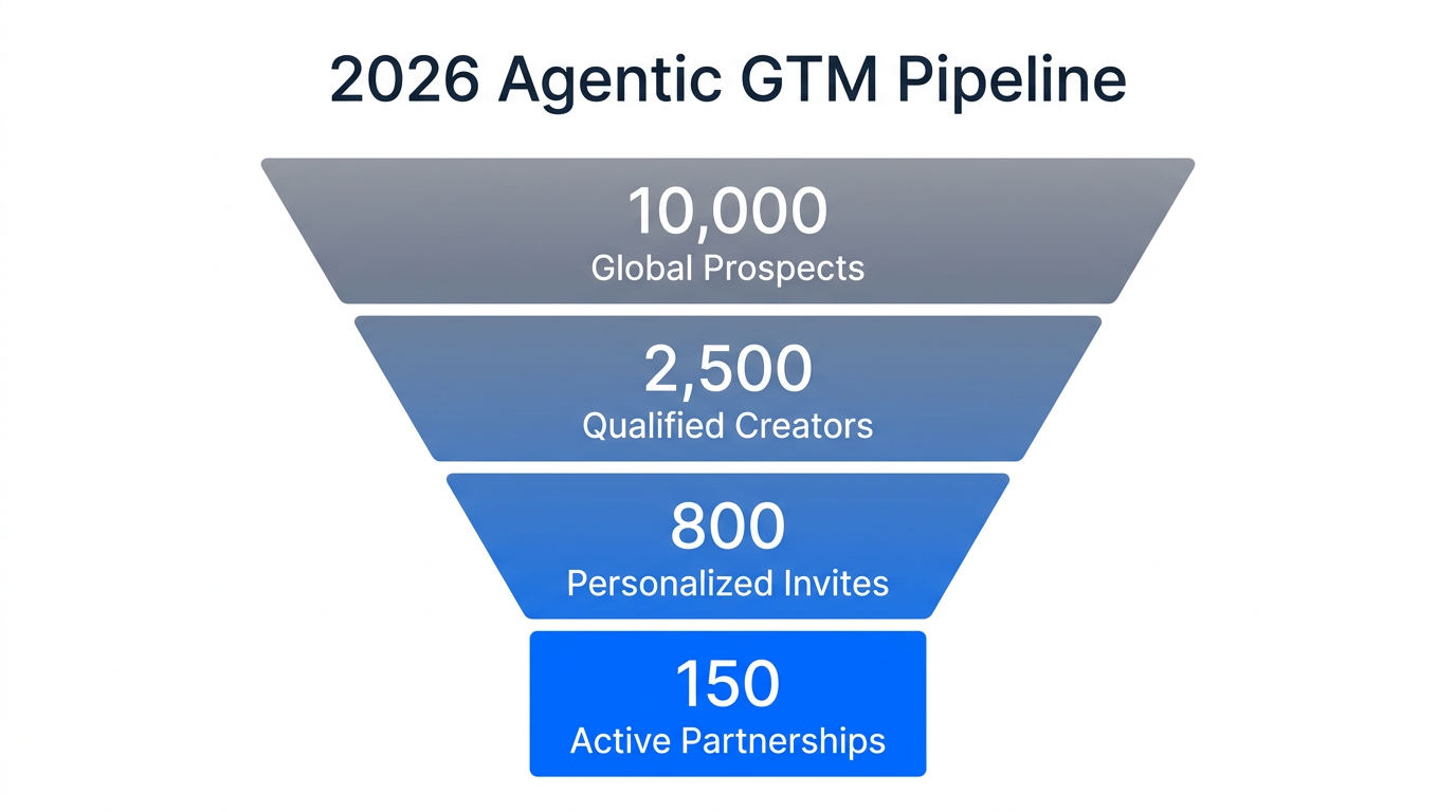 Scaling influencer discovery and partnerships through an agentic GTM funnel.