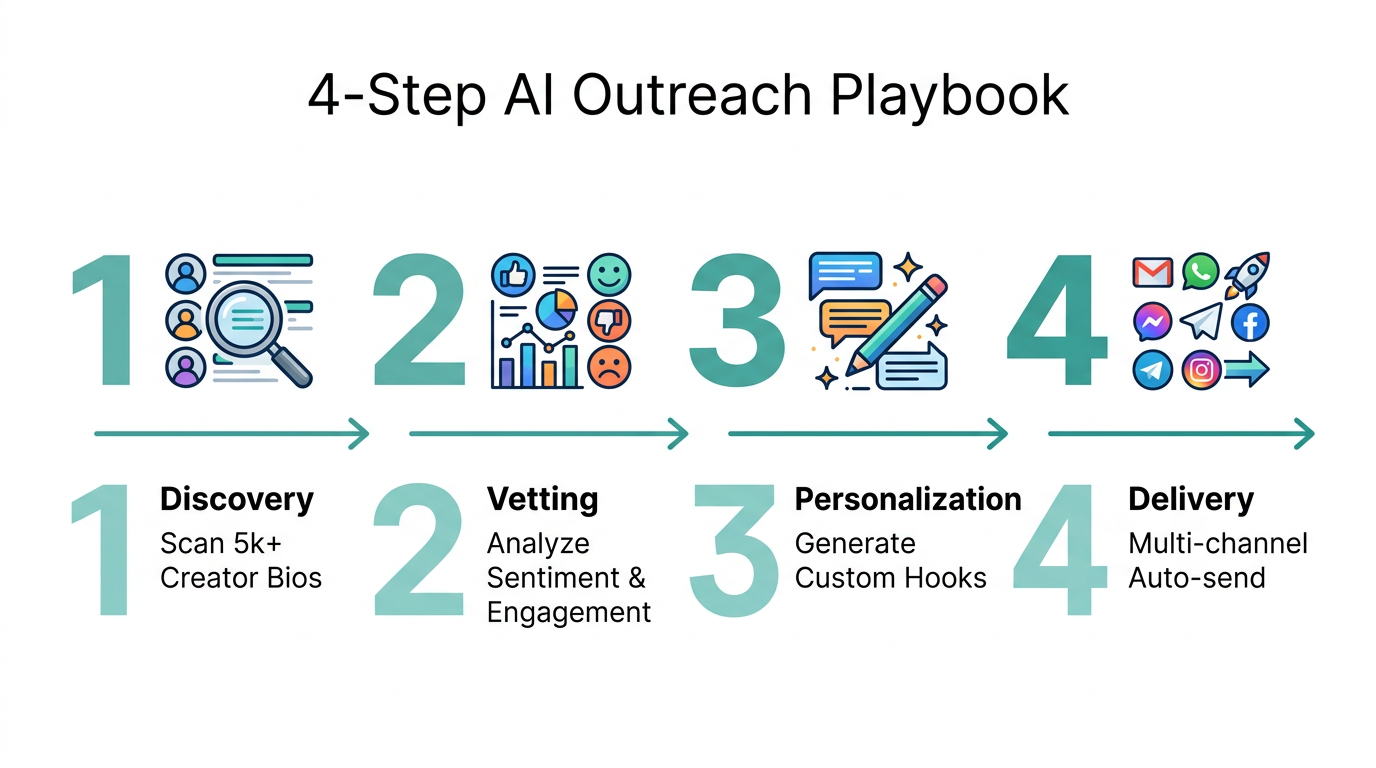 The four-step automated workflow for scaling creator outreach.