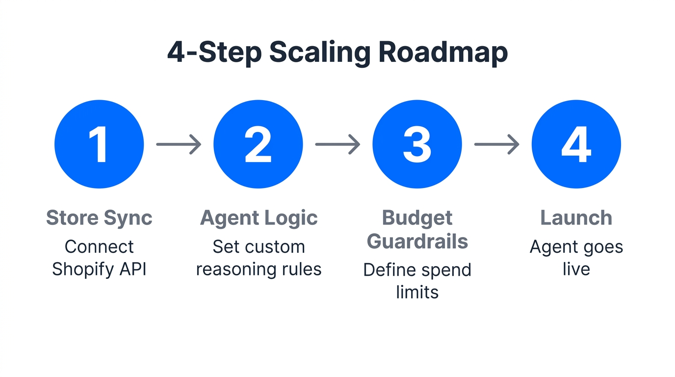 The four-step implementation process for deploying OpenClaw agents.