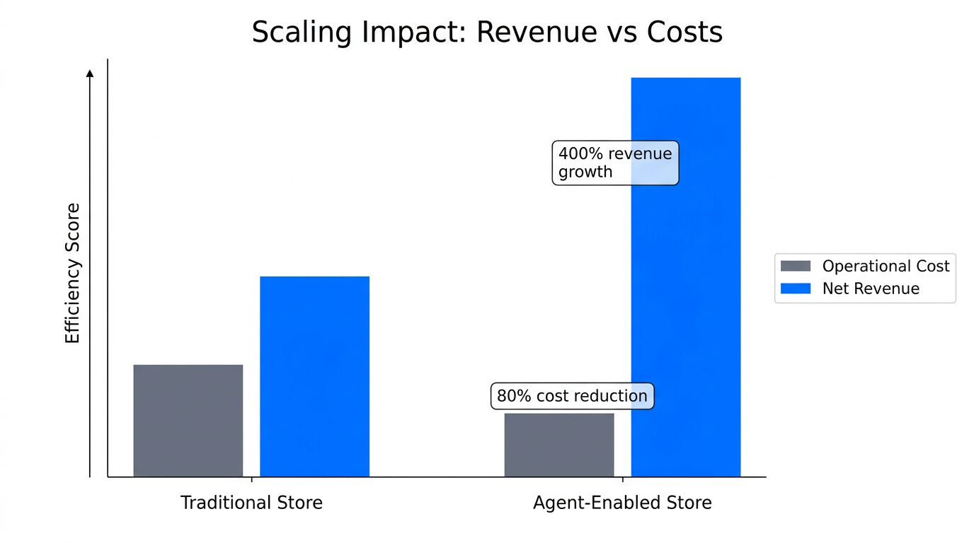ROI benchmarks showing revenue growth and cost reduction with AI agents.