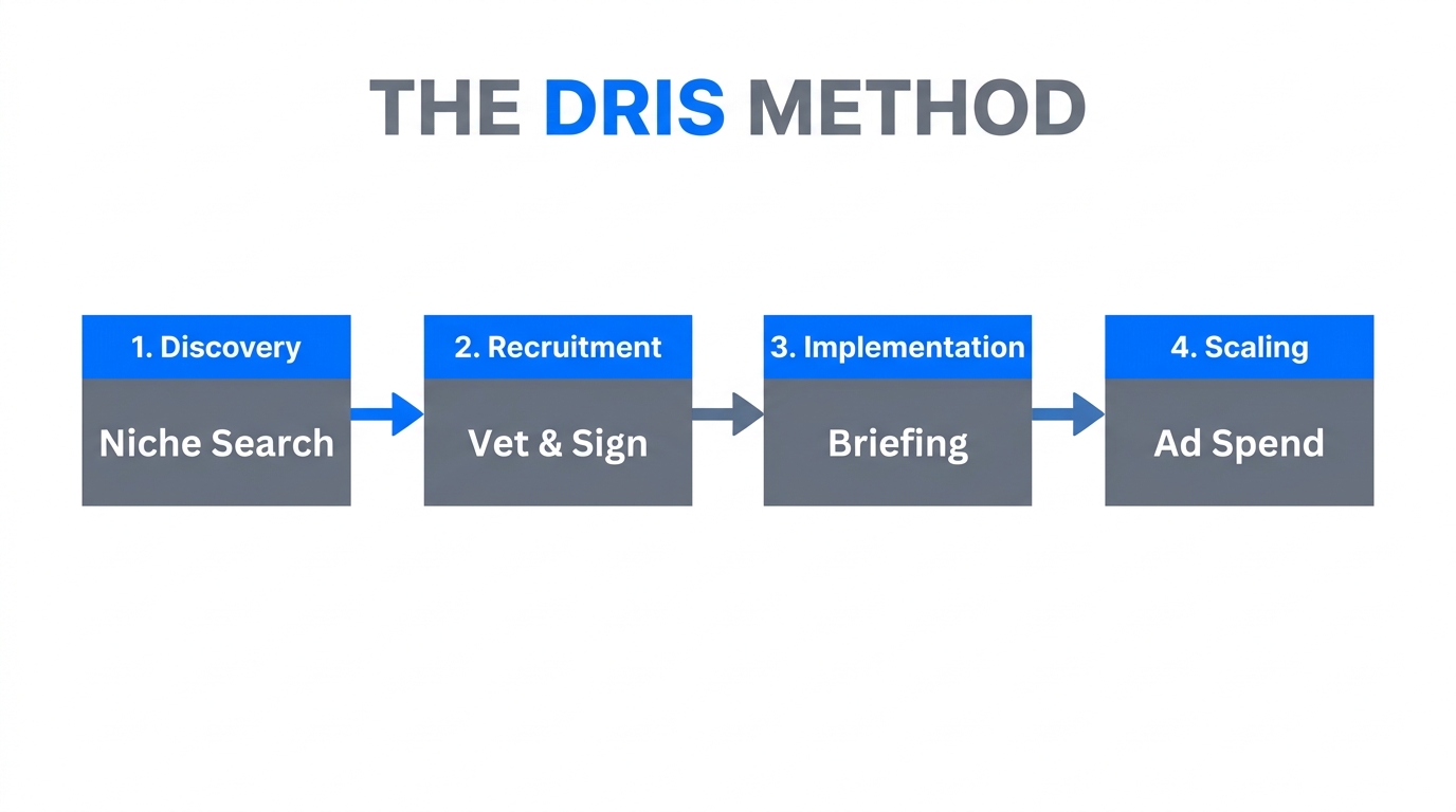 The four-stage DRIS Method for systematically scaling creator partnerships.