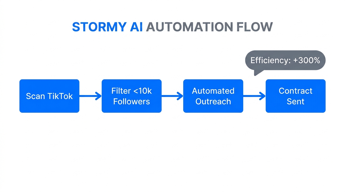 Automated creator recruitment and management workflow using Stormy AI.