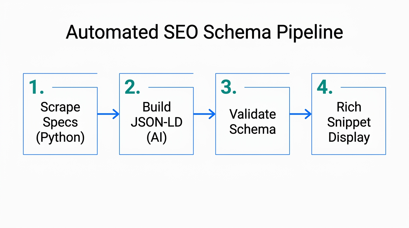 The automated pipeline for generating search-optimized product schema.