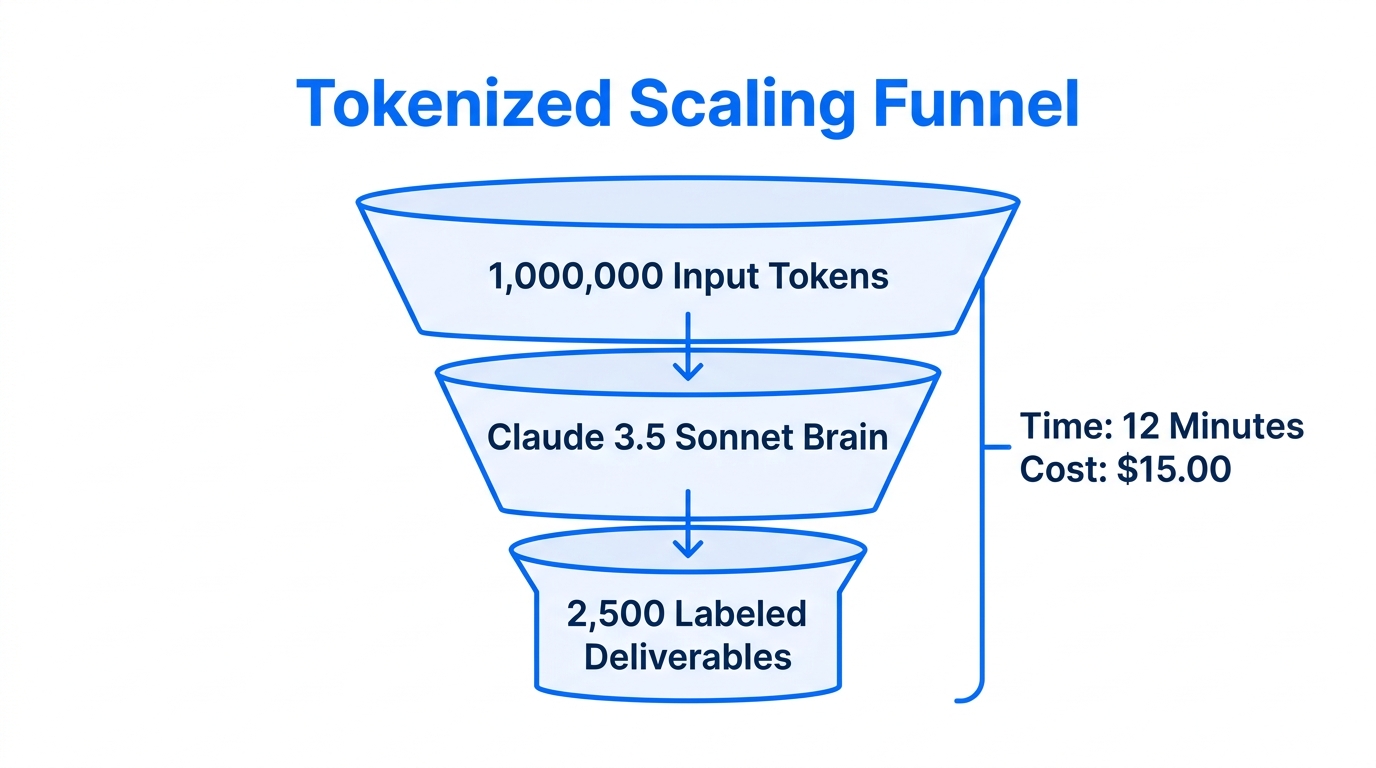 Visualization of scaling agency output through tokenized processing.