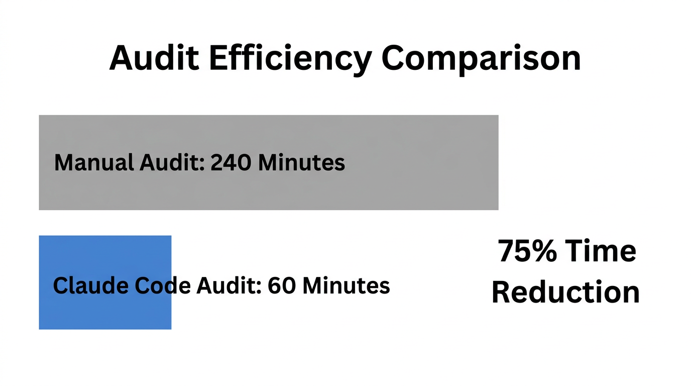 Comparison of manual versus AI-automated ad audit completion times.