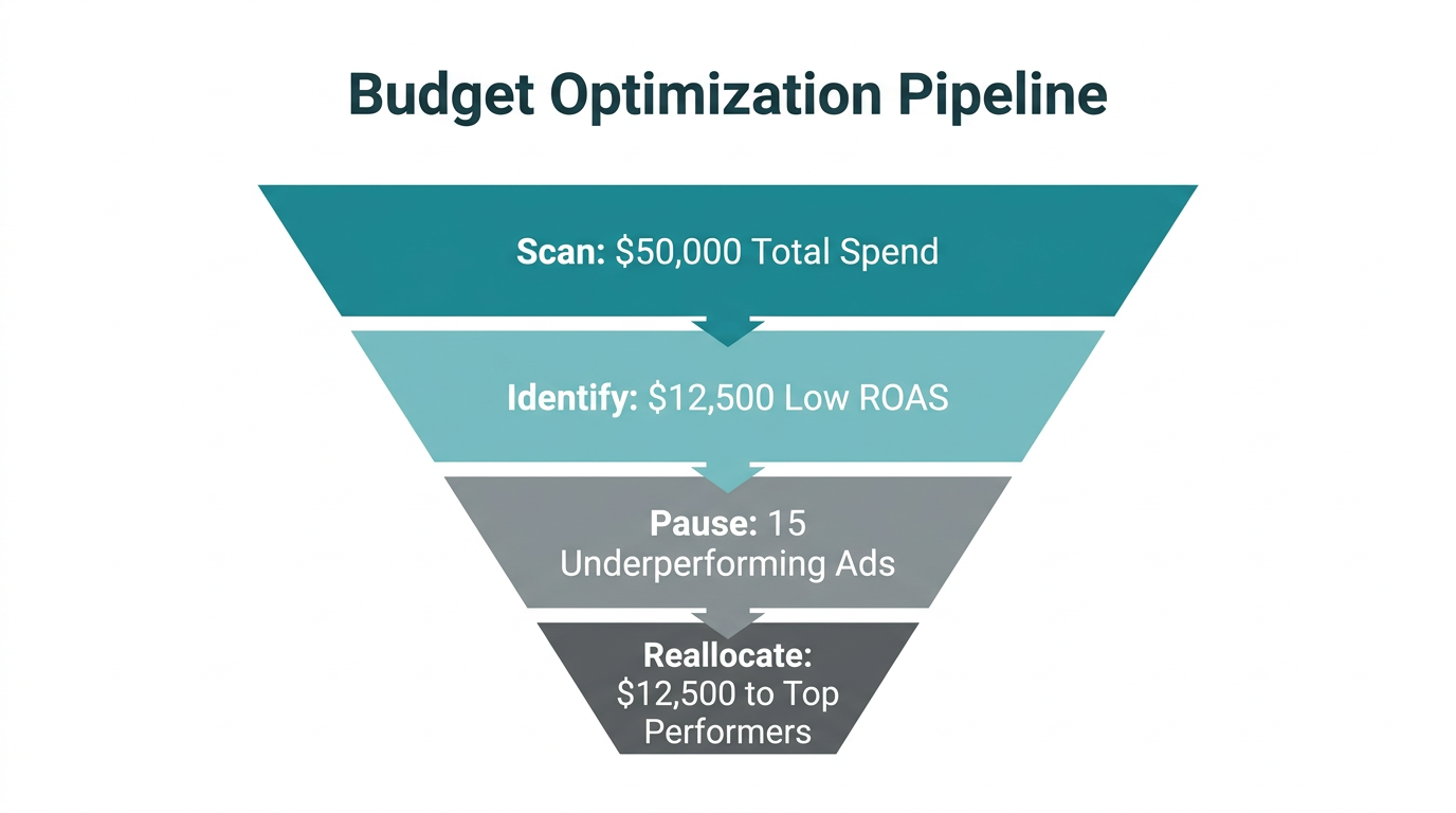 Strategic funnel for identifying and reallocating wasted ad spend.
