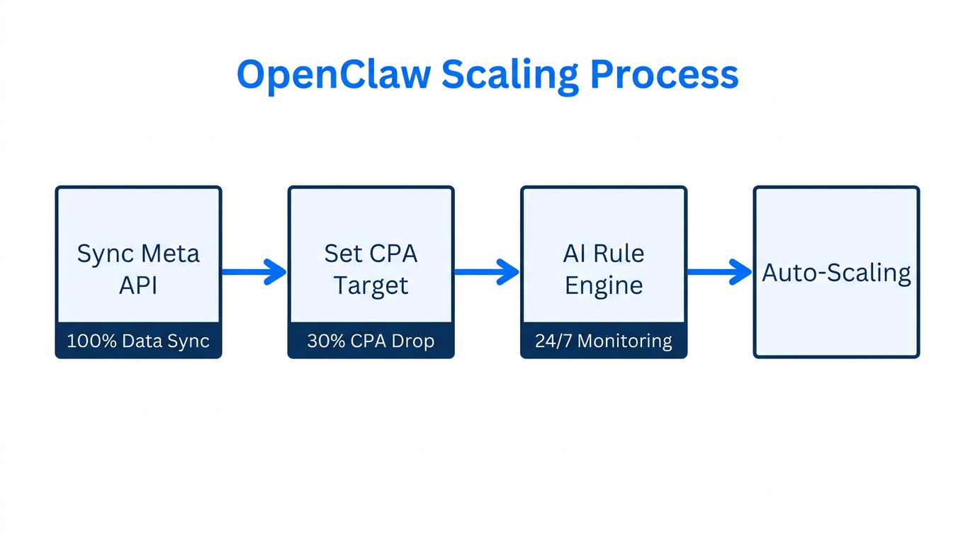 The four-step automated scaling playbook using OpenClaw software.