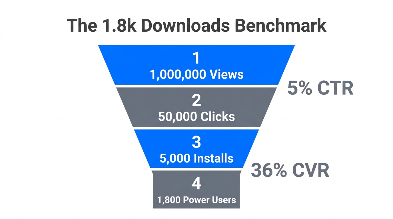 A breakdown of the conversion funnel for organic creator campaigns.