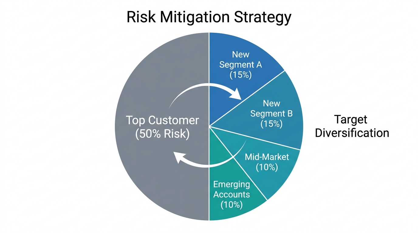 Visualizing customer diversification to reduce high-concentration revenue risk.