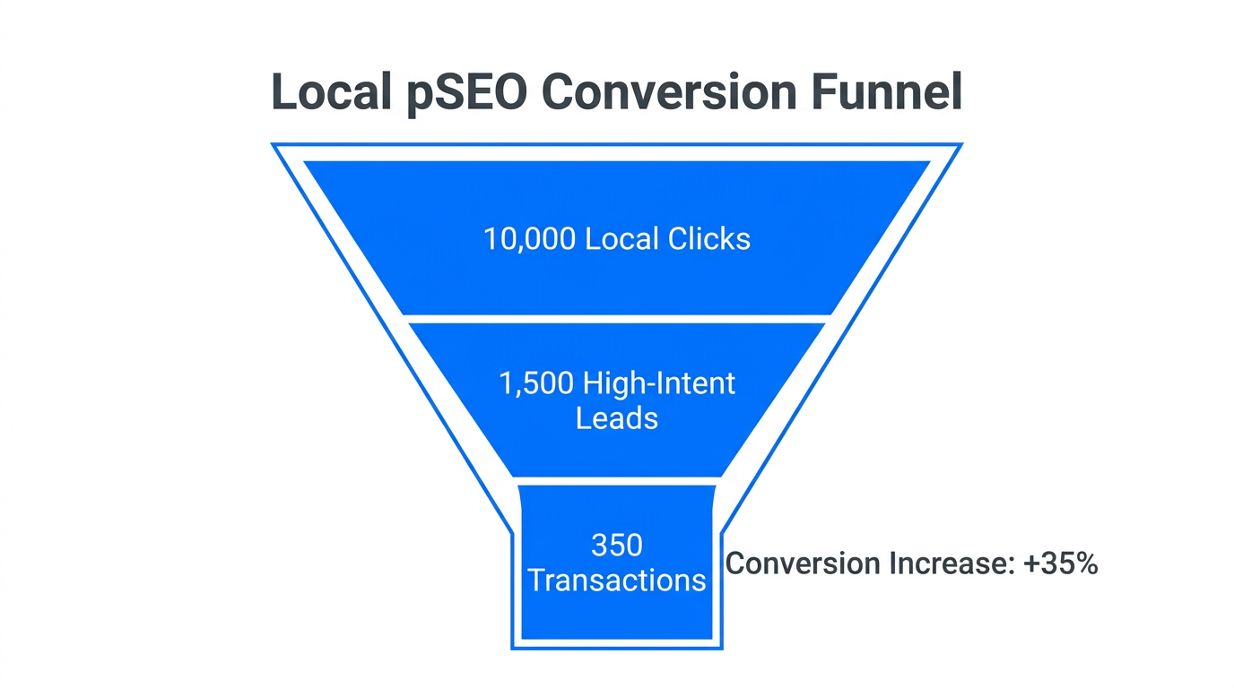 Conversion funnel showing lead-to-sale performance for localized programmatic pages.