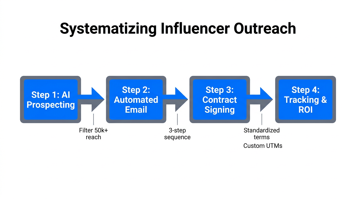 A four-step systematic workflow for managing high-volume influencer outreach.