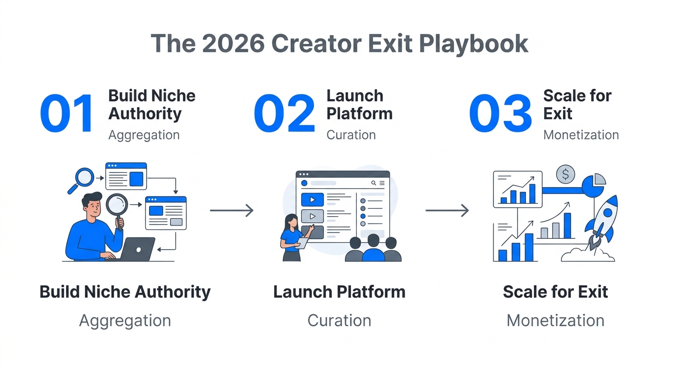 A three-stage framework for scaling a creator-led marketplace to exit.