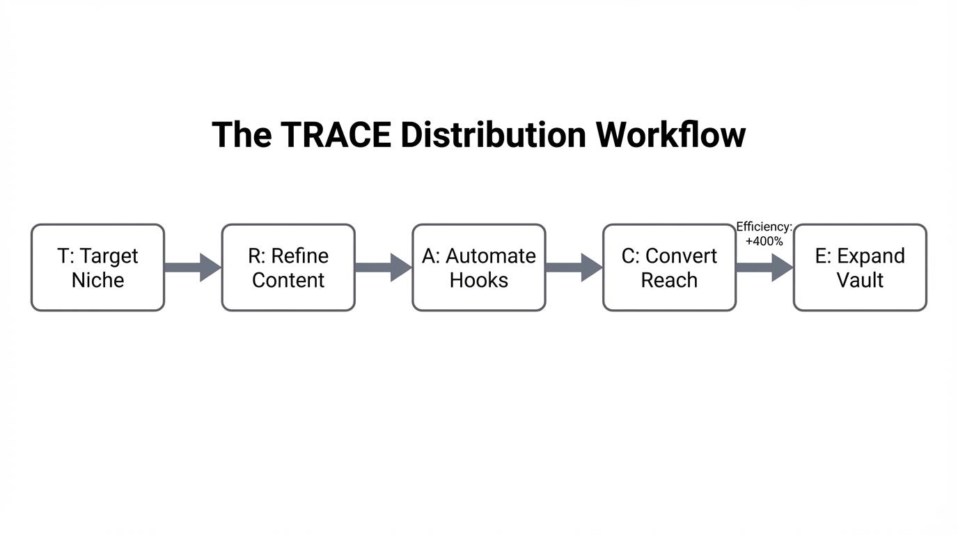 Step-by-step breakdown of the TRACE method for content distribution.