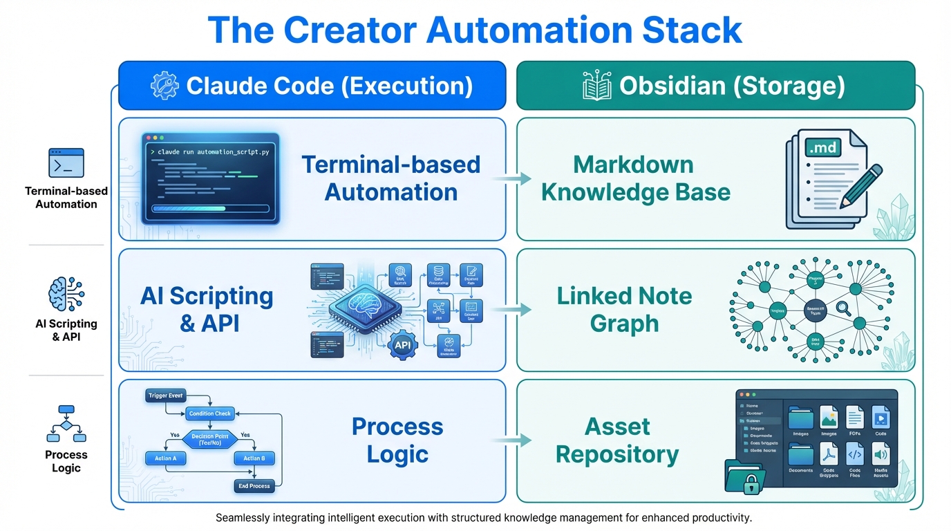 Comparison of Claude Code and Obsidian in a creator workflow.