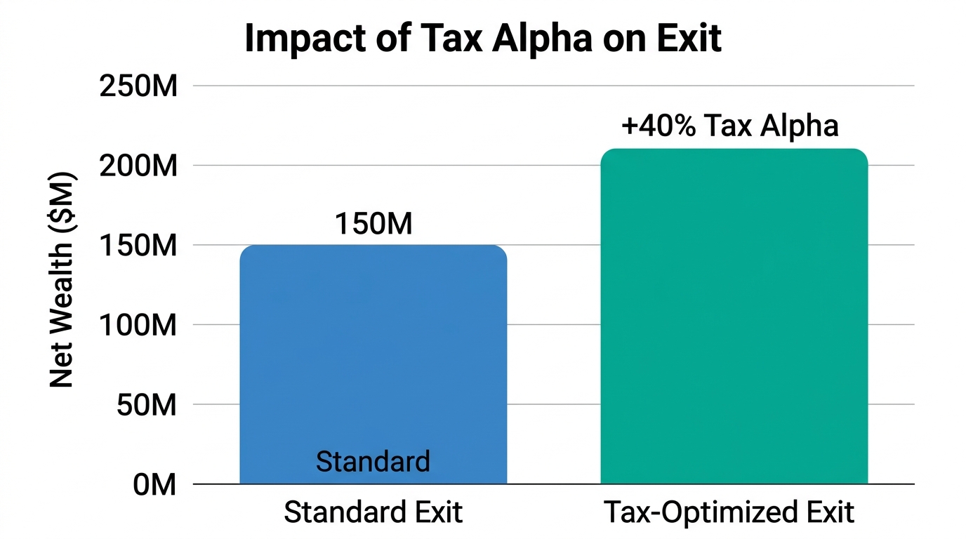 Comparison of net wealth outcomes using tax optimization strategies.