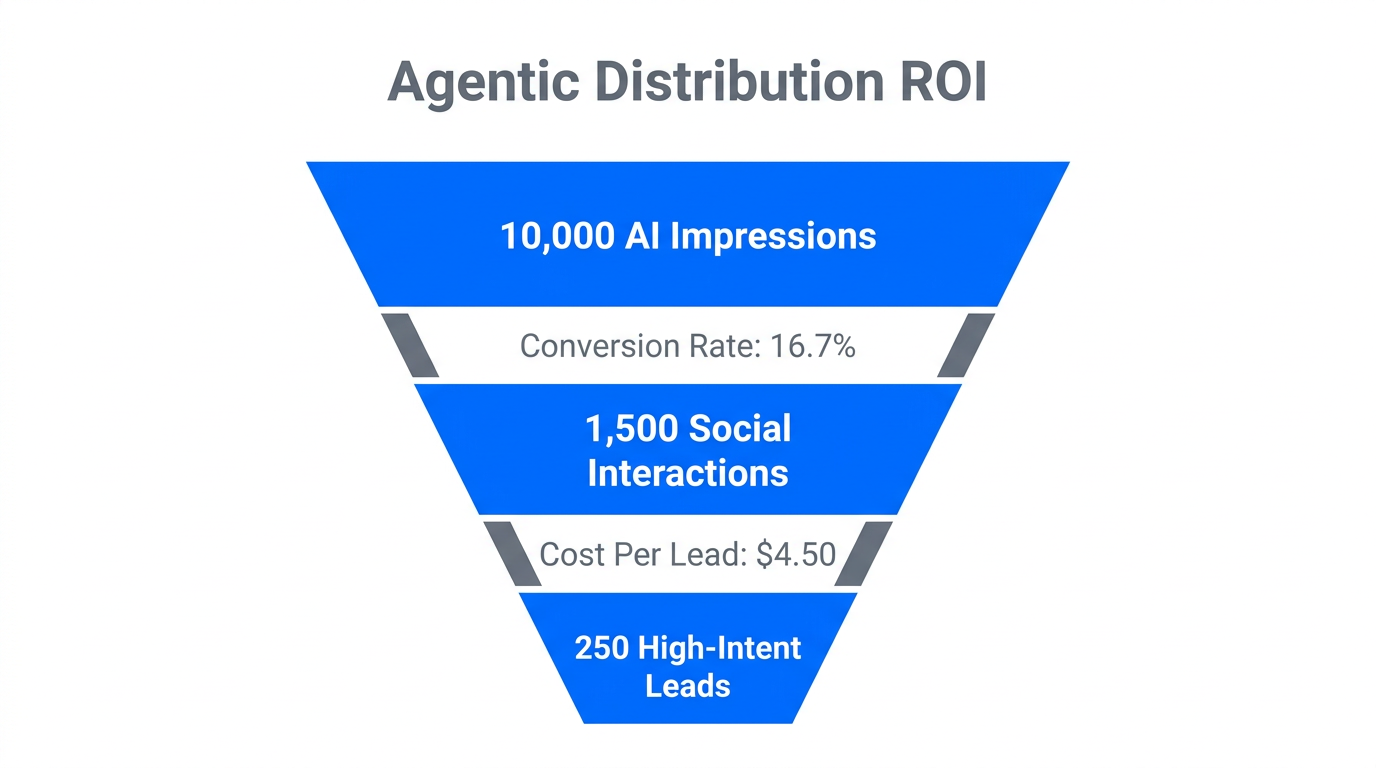Analytics funnel showing engagement and conversion data for AI distribution.
