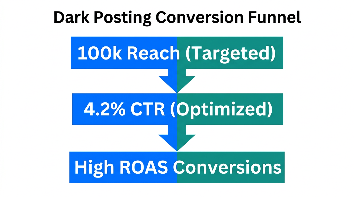 Funnel showing the efficiency of AI-optimized dark posting.