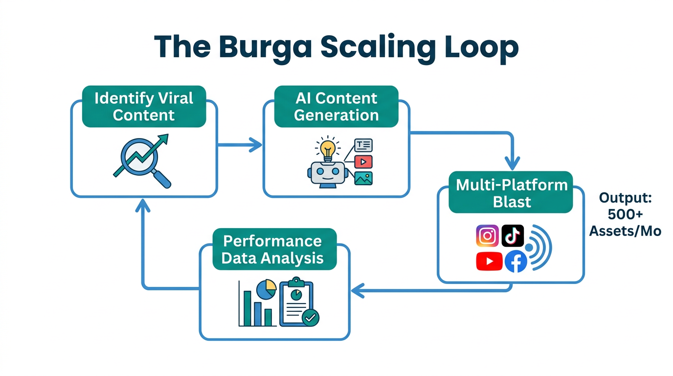 The content scaling workflow used in the Burga case study.