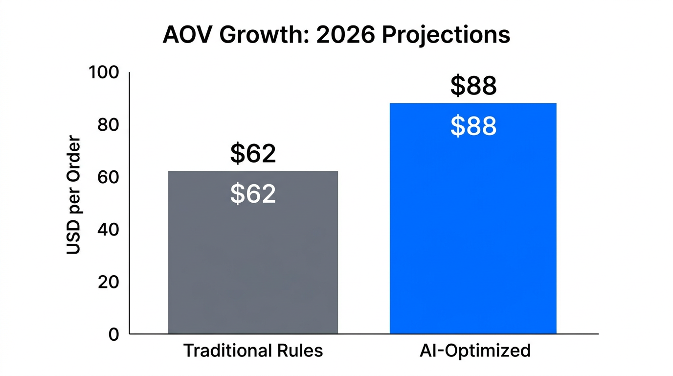 Comparison of projected average order value between traditional and AI-driven strategies.