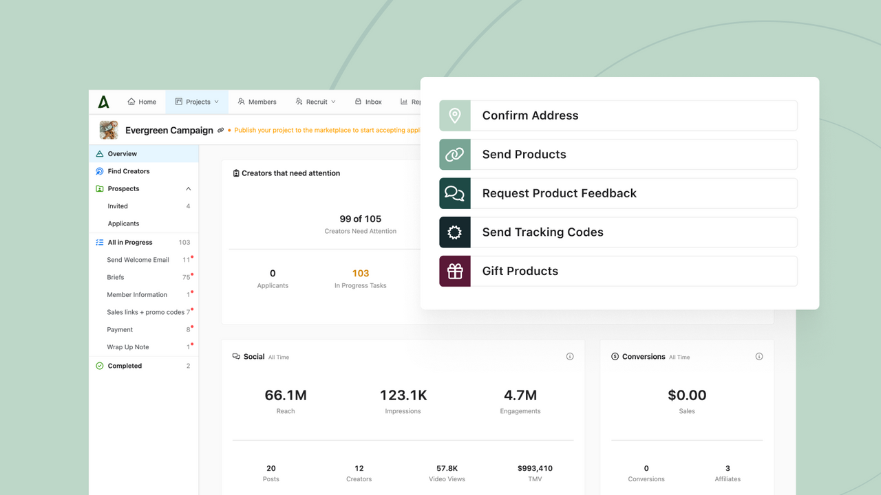 Aspire platform dashboard