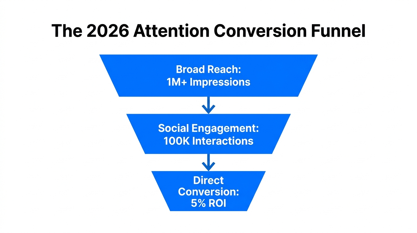 Funnel showing the conversion path from global impressions to direct revenue.