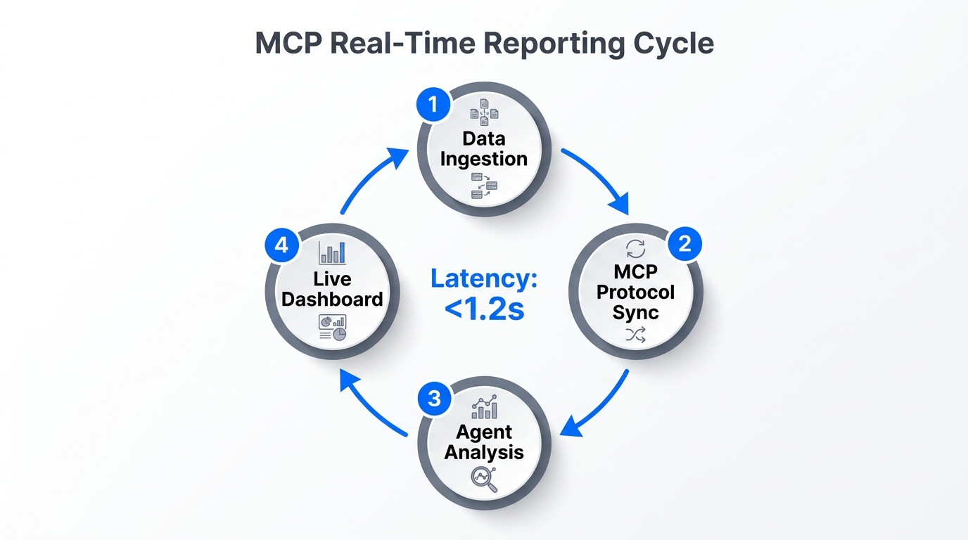 The four-step real-time reporting cycle using MCP protocols.