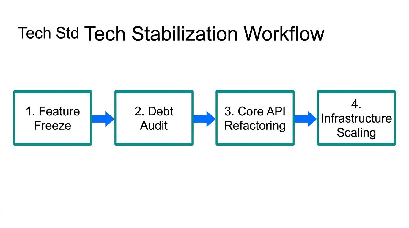The four-step process used to stabilize Grindr’s legacy technical architecture.