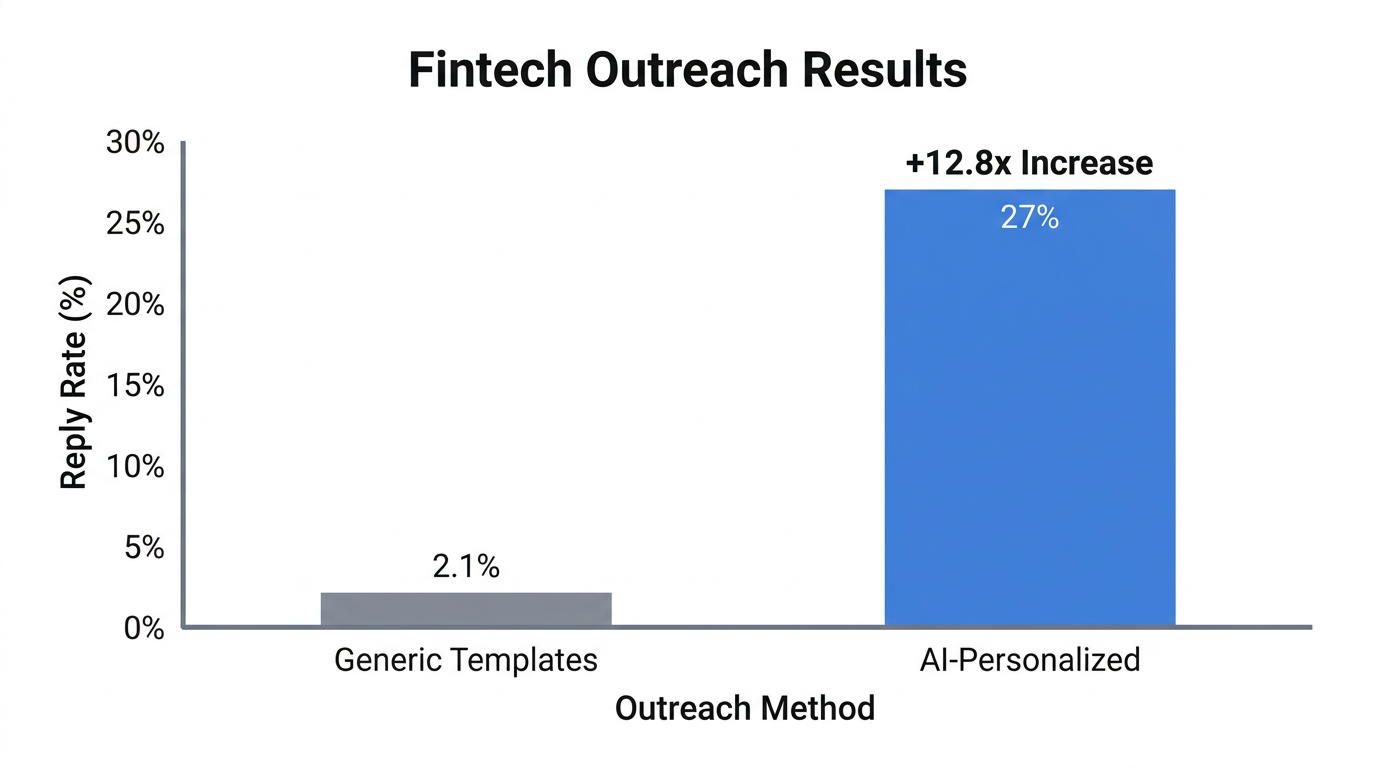 Case study results showing massive reply rate growth using agentic personalization.