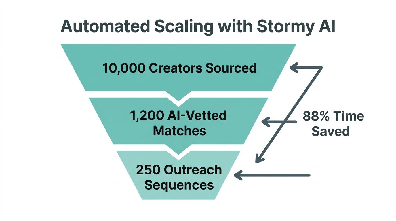 Efficiency gains in the influencer funnel using Stormy AI automation.