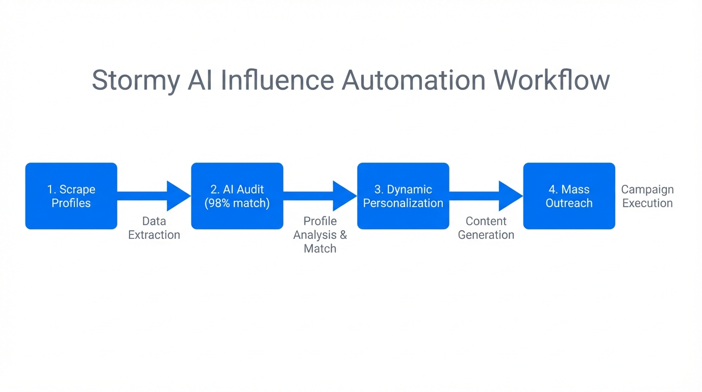 Automation workflow for auditing and reaching influencer prospects at scale.