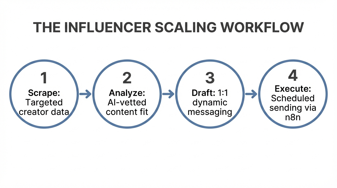 Step-by-step workflow for building an automated influencer marketing engine.