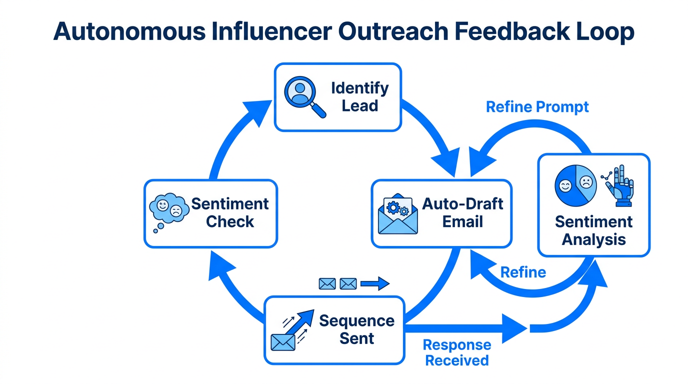 Feedback loop for autonomous influencer outreach and follow-ups