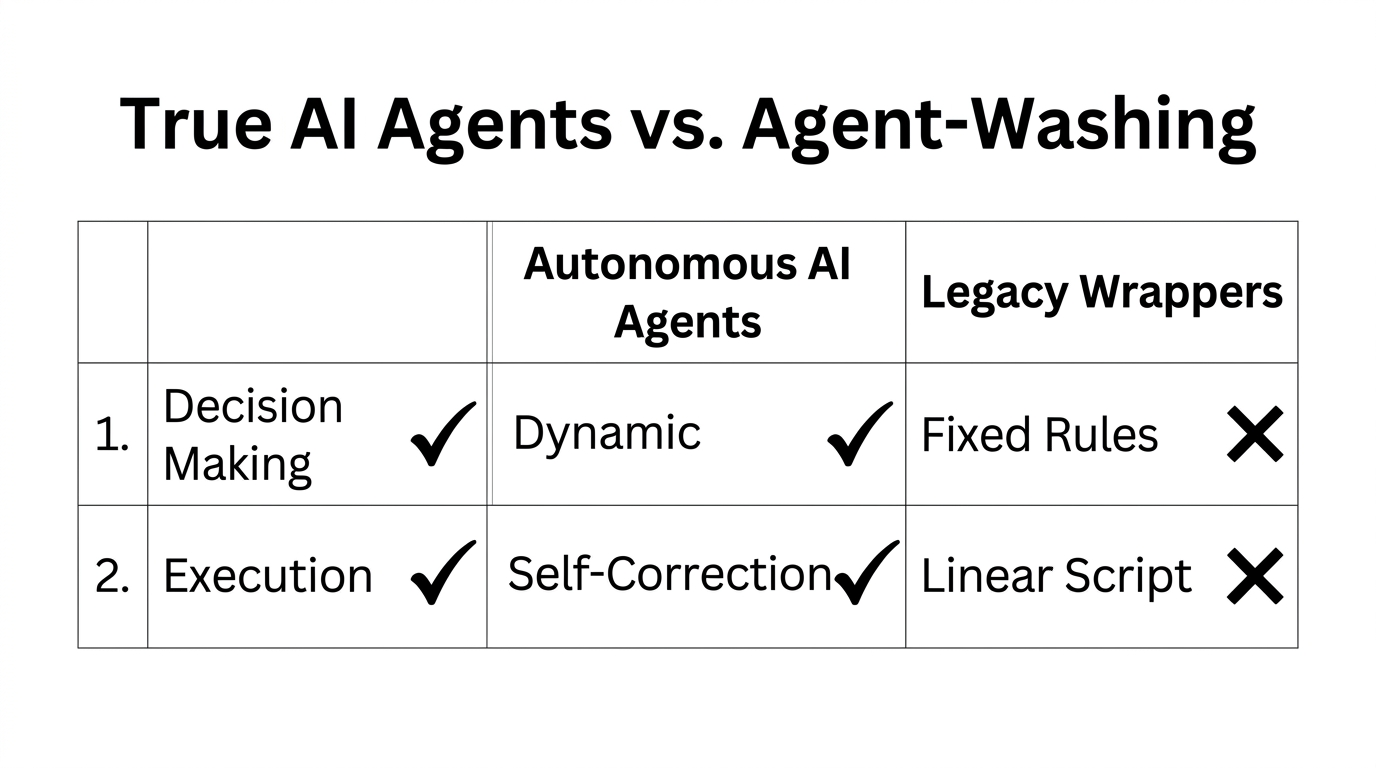 Comparison of autonomous AI features versus basic automated marketing scripts.
