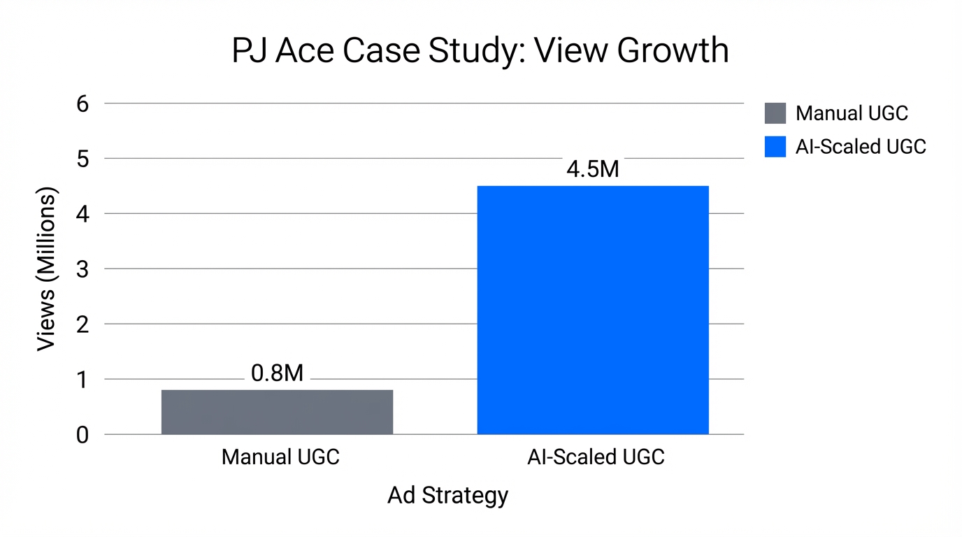 Comparative performance showing the view count increase using AI-scaled UGC.