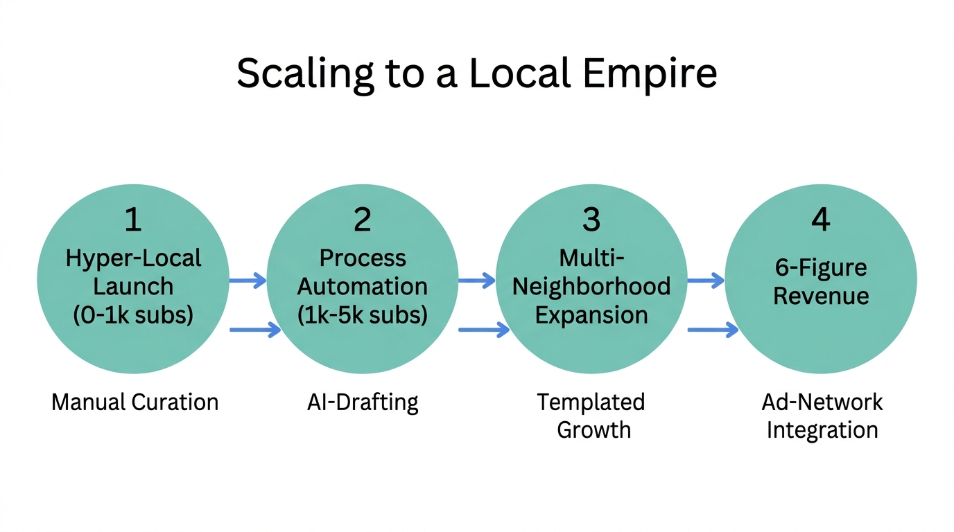 A four-step roadmap for scaling a local newsletter empire.