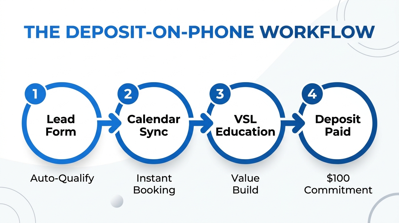 A four-step process for securing financial deposits during the lead phase.