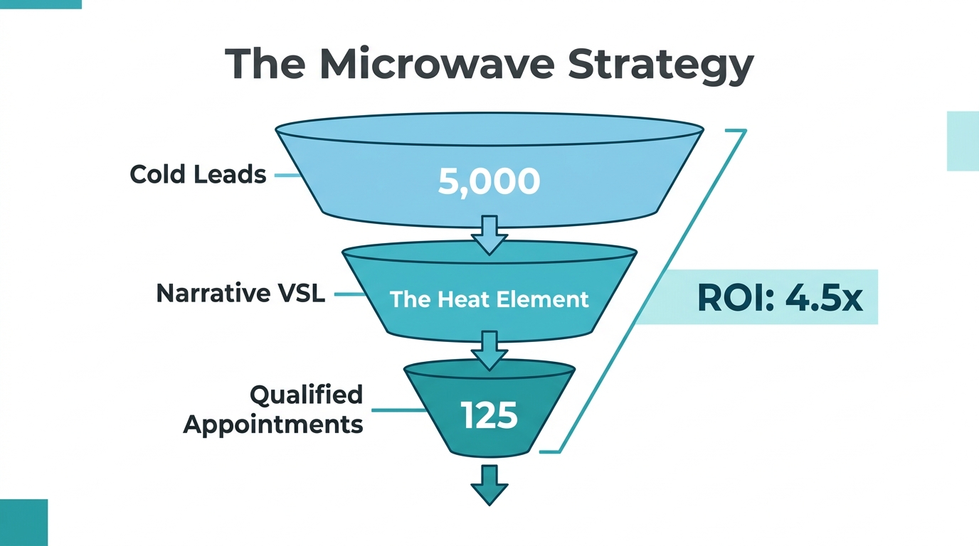 The microwave funnel for rapid lead warming via video sales letters.