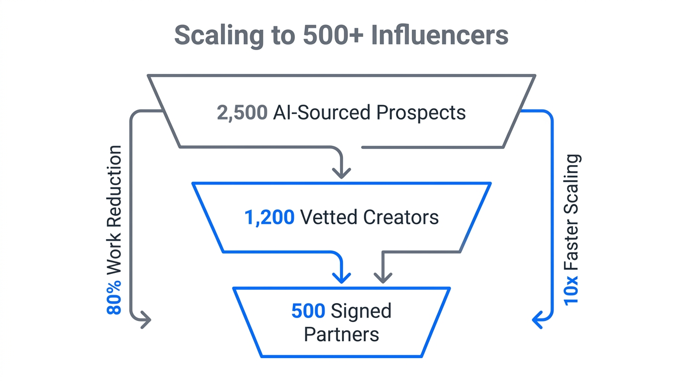 The conversion funnel for scaling to 500+ influencer partnerships.