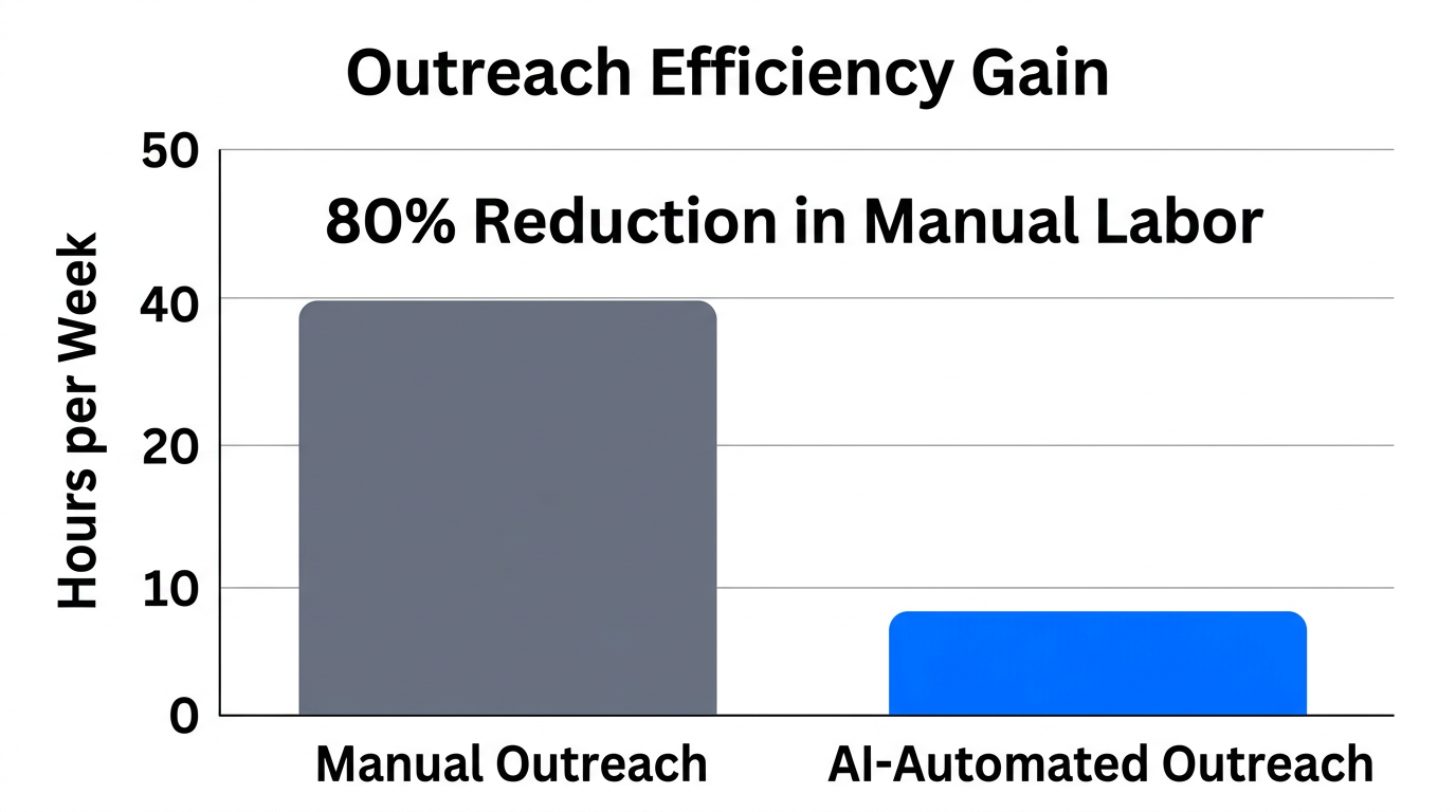 Efficiency comparison between manual outreach and AI-automated systems.